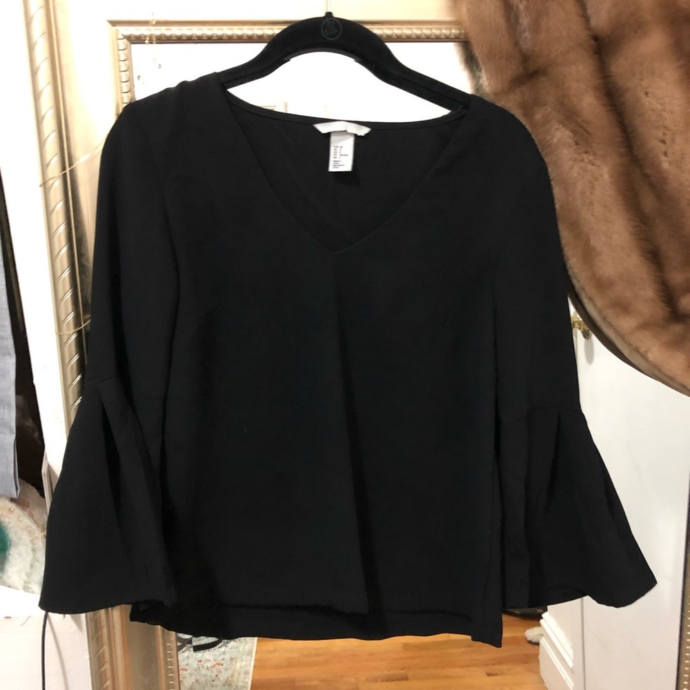 Black H&M Bell-sleeve Blouse
